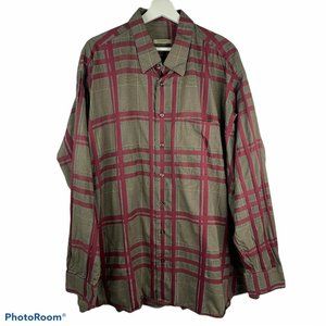 Burberry Maroon Plaid Long Sleeve Button Up Shirt
